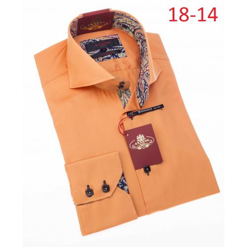 Axxess Rust 100% Cotton Modern Fit Dress Shirt 18-14.