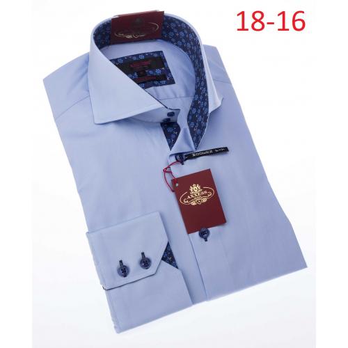 Axxess Sky Blue 100% Cotton Modern Fit Dress Shirt 18-16.