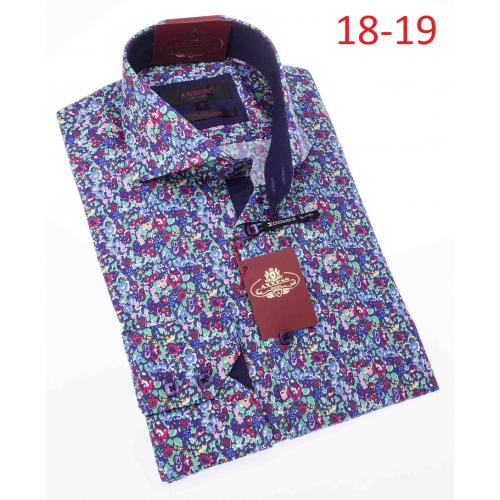 Axxess Multi Color 100% Cotton Modern Fit Dress Shirt 18-19.