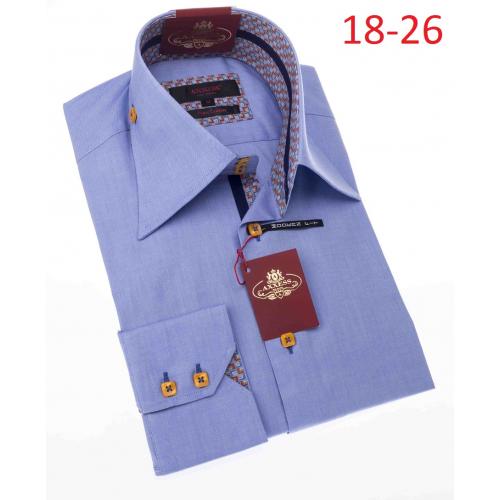 Axxess Baby Blue 100% Cotton Modern Fit Dress Shirt 18-26.