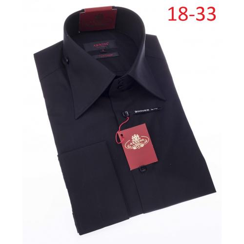 Axxess Black 100% Cotton Modern Fit Dress Shirt 18-33.