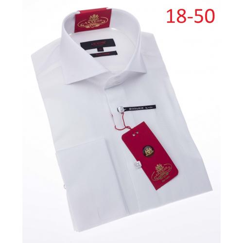 Axxess White 100% Cotton Modern Fit Dress Shirt 18-50.