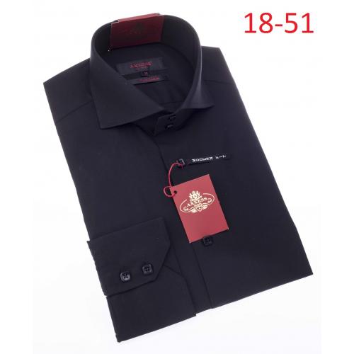 Axxess Black 100% Cotton Modern Fit Dress Shirt 18-51.