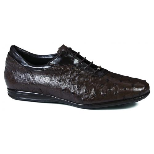 Mauri "9295/2" Nicotine Genuine Ostrich / Dark Brown Calf Casual Sneakers.