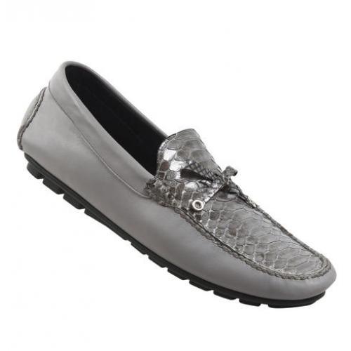 Mauri 3108/1 Maculated Grey Genuine Python / Nappa Loafer Shoes.