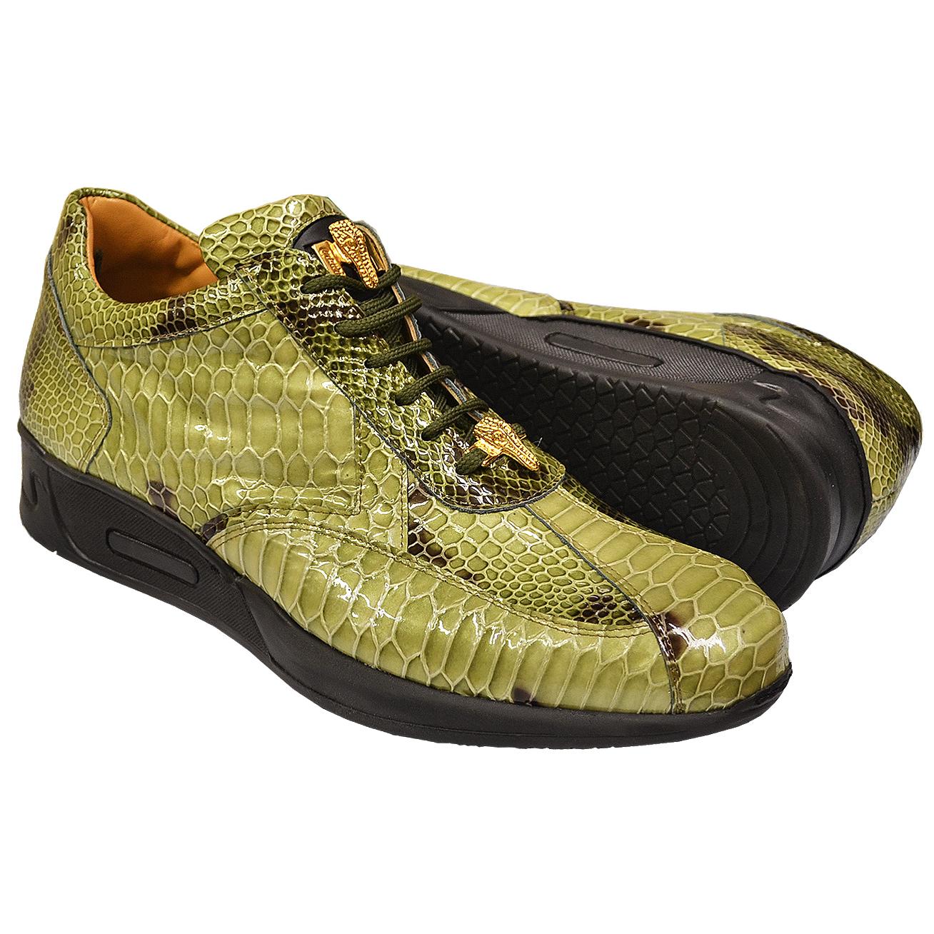 Mauri Aquarium M788 Green Glazed Python Design Malabo Leather Sneakers ...