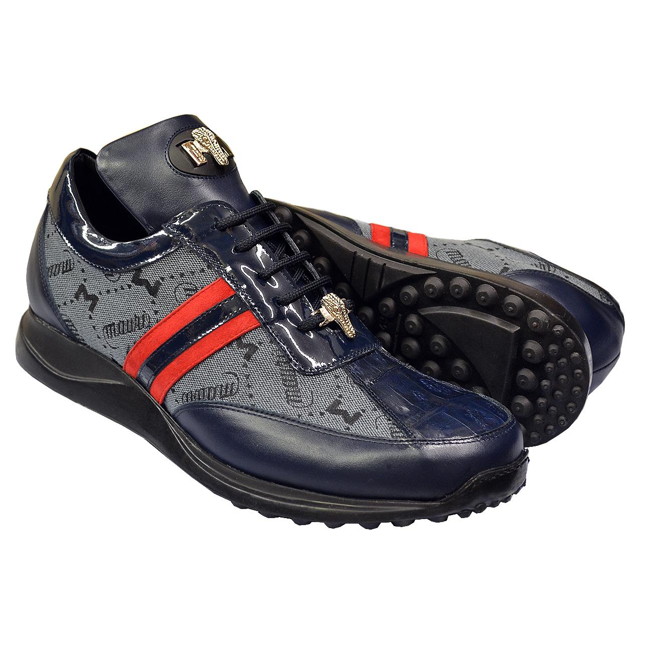 GentWith Empire Navy Blue Crocodile Pattern Sneakers