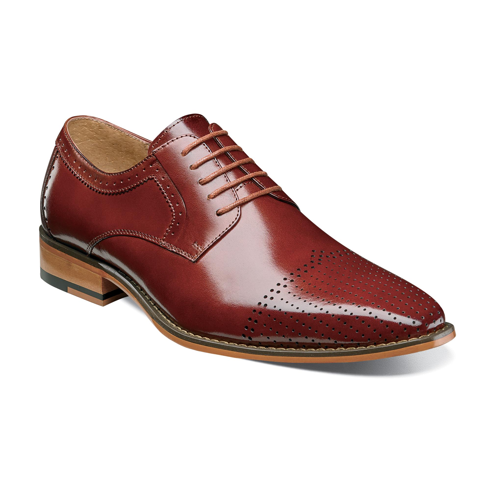Stacy Adams Sanborn Rust Leather Perforated Cap Toe Lace-Up Shoes 25156 ...