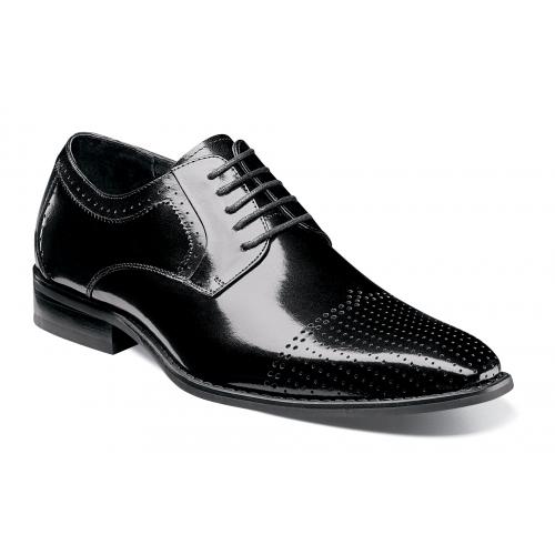 Stacy Adams "Sanborn" Black Leather Perforated Cap Toe Lace-Up Shoes 25156-001