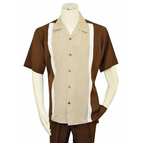 Luxton Brown / Tan / White Sectional Short Sleeve Outfit 18300