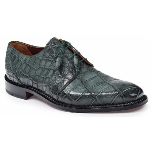 Mauri "Massari" 1003 Burnished Olive Genuine Body Alligator Hand Painted Oxford Shoes.