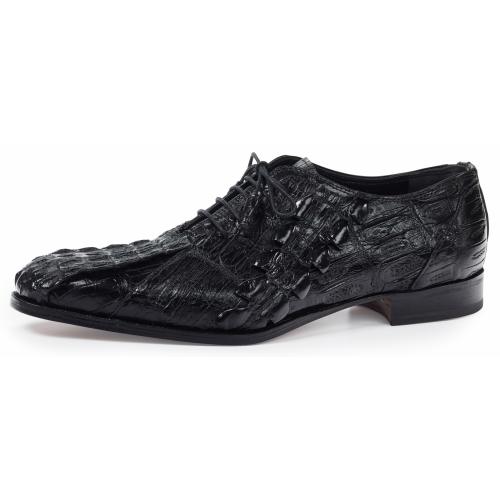 Mauri "Pellegrini" 4844 Black Genuine Baby Crocodile / Hornback Tail Shoes.