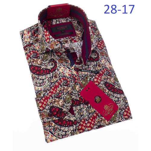 Axxess Multicolor Paisley 100% Cotton Modern Fit Dress Shirt 28-17.