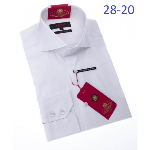 Axxess White 100% Cotton Modern Fit Two Button Cuff Dress Shirt 28-20.
