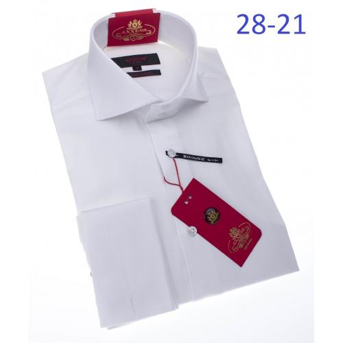Axxess White 100% Cotton Modern Fit Dress Shirt 28-21.