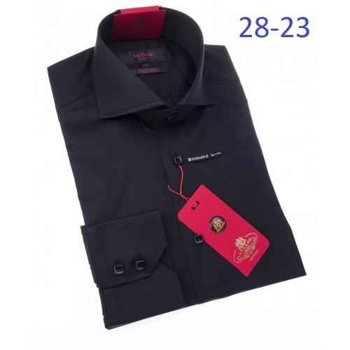 Axxess Black 100% Cotton Modern Fit Two Button Cuff Dress Shirt 28-23.