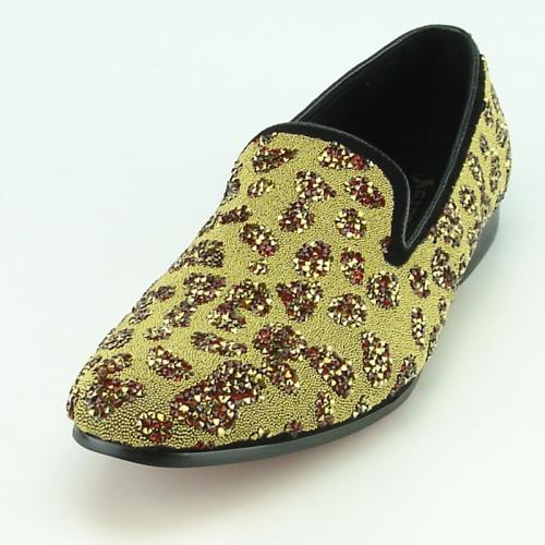 Fiesso Gold Genuine Leather Slip-on Shoes FI7097.