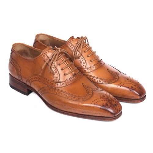 Paul Parkman 5447 Cognac Wingtip Oxfords Shoes.