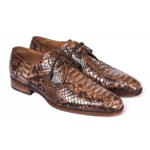Paul Parkman "0787BRW" Brown Genuine Python Derby Shoes.