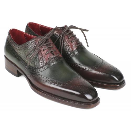 Paul Parkman "BW926GR" Brown / Green Goodyear Welted Oxfords Shoes.