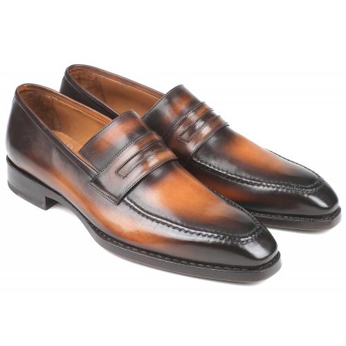 Paul Parkman "36LFBRW" Brown Burnished Goodyear Welted Loafers Shoes.