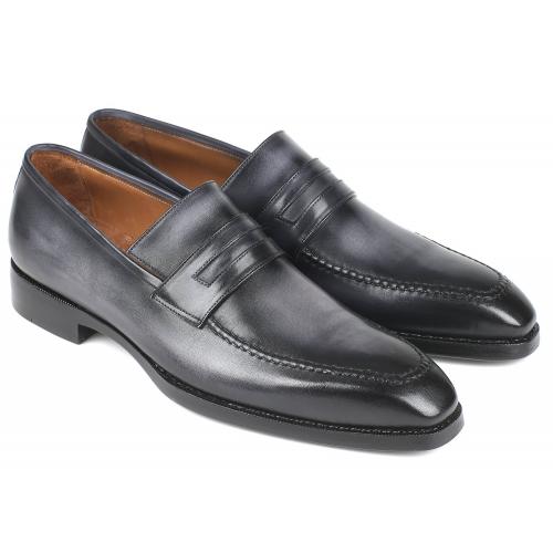 Paul Parkman "37LFGRY" Grey Burnished Goodyear Welted Loafers Shoes.