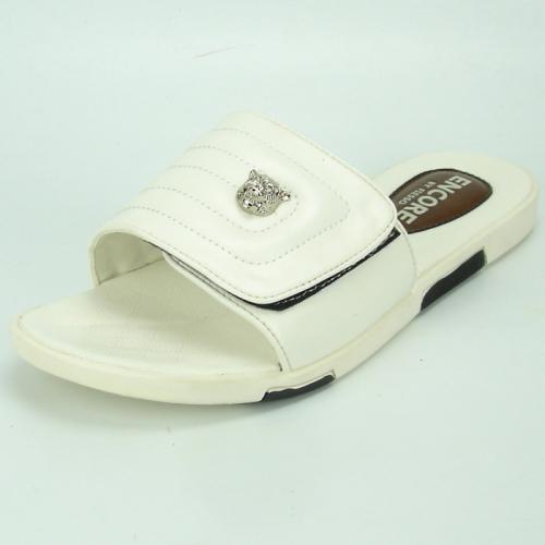 Fiesso White PU Leather Sandals FI2321.