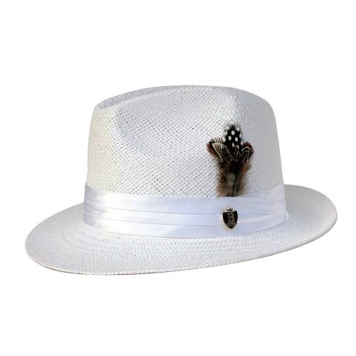 Bruno Capelo White Fedora Straw Hat VE-730