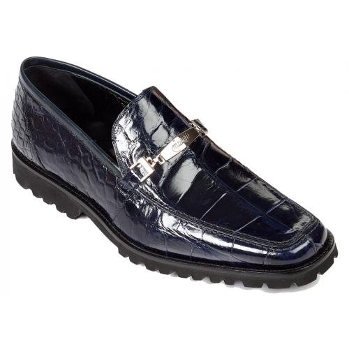 Mauri 4692 Wonder Blue Genuine All Over Alligator With Bracelet Loafer Shoes.