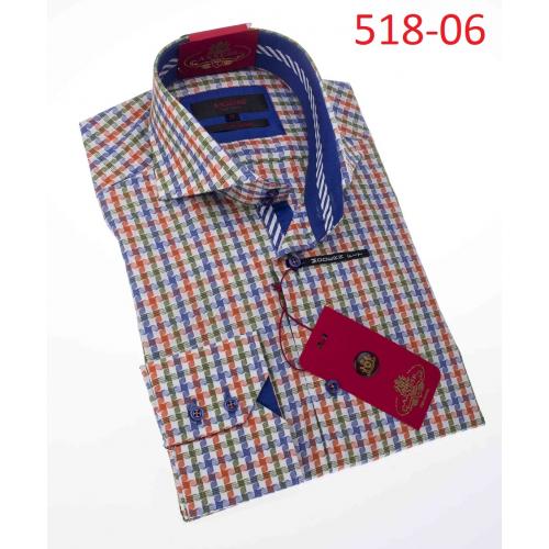 Axxess Blue / Red / Green / White 100% Cotton Modern Fit Dress Shirt 518-06.
