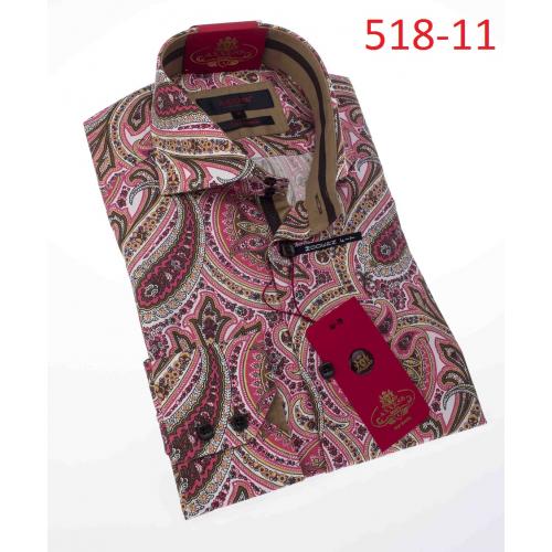 Axxess Multi Color Paisley 100% Cotton Modern Fit Dress Shirt 518-11.