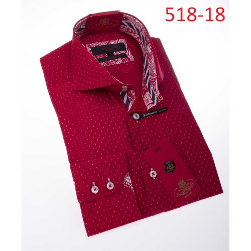 Axxess Red / White 100% Cotton Modern Fit Dress Shirt 518-18.