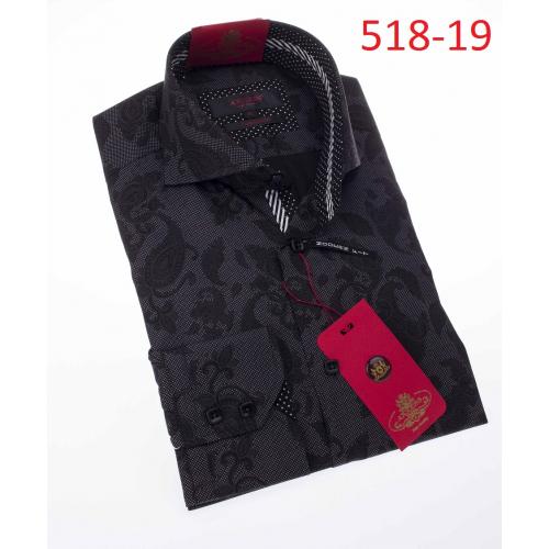Axxess Black / Charcoal Grey 100% Cotton Modern Fit Dress Shirt 518-19.