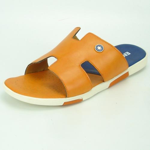 Fiesso Orange PU Leather Open Toe Slide-In Sandals FI2322