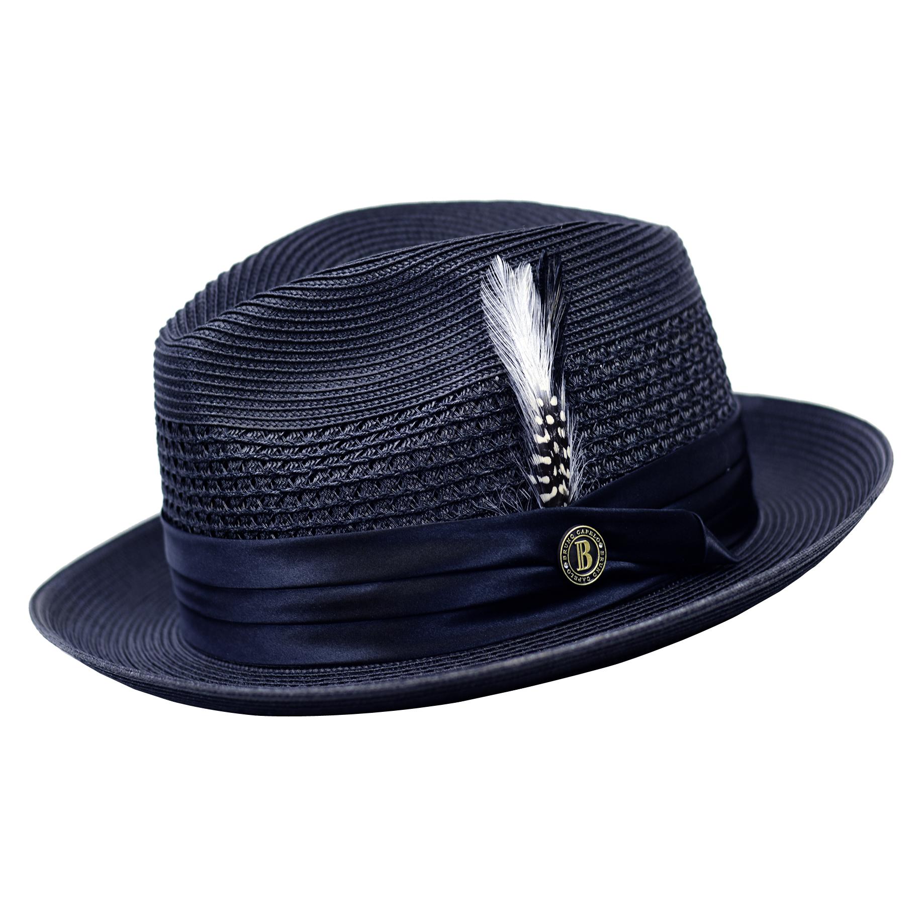 Bruno Capelo Navy Blue Fedora Braided Straw Hat DO-833 - $49.90 ...