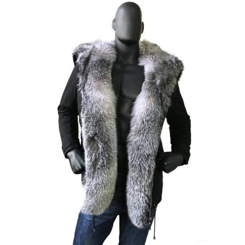 G-Gator Black Cotton Parka With Fox Fur Trimming Style 8020.