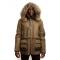 G-Gator Olive Green Sheepskin Parka Jacket With Hood And Leather Trimming 3800.