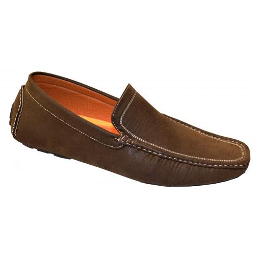 Faranzi Brown Suede Loafer Shoes # F4404