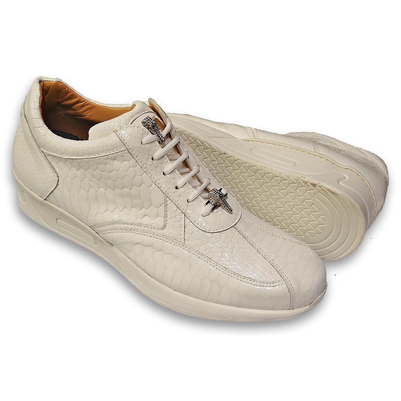 Mauri Aquarium M788 White Glazed Python Design Malabo Leather Sneakers ...