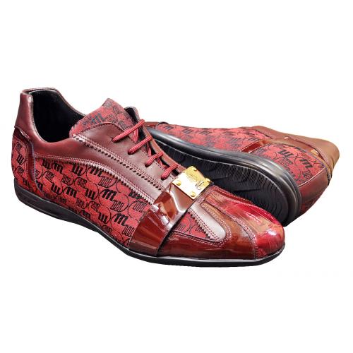 Mauri 8665 Ruby Red Genuine Crocodile / Patent Leather / Mauri Fabric Sneakers