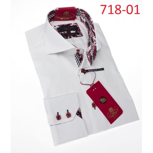 Axxess White Cotton Modern Fit Dress Shirt 718-01.
