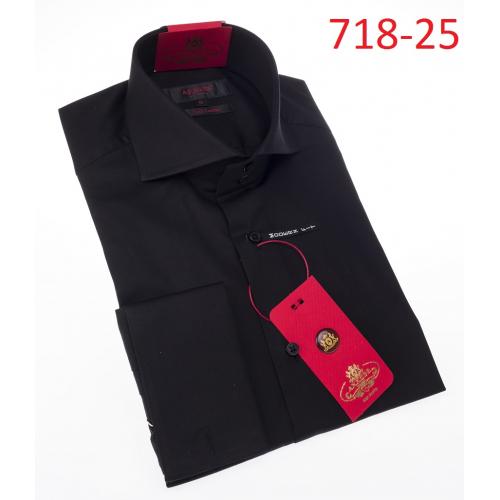 Axxess Black Cotton Modern Fit Dress Shirt 718-25.