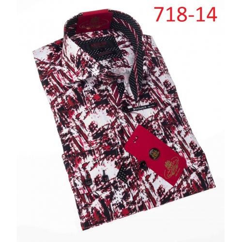 Axxess Red / White / Black Cotton Modern Fit Dress Shirt 718-14.