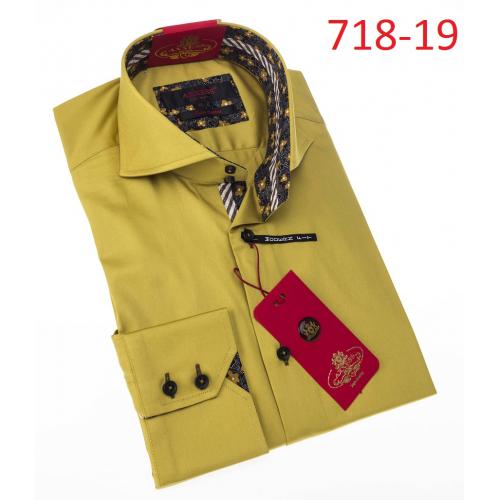 Axxess Mustard Cotton Modern Fit Dress Shirt 718-19.