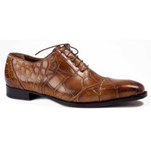 Mauri 1046 Brandy Genuine Body Alligator Hand Painted Lace-up Dress Shoes.