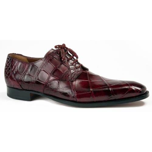 Mauri 1059 Ruby Red Genuine Body Alligator Hand Painted Lace-up Dress Shoes.