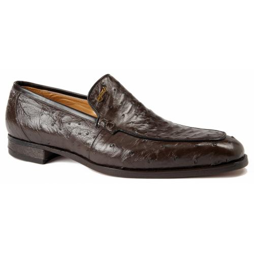 Mauri "4615/5" Brown Genuine Ostrich Loafer Dress Shoes.