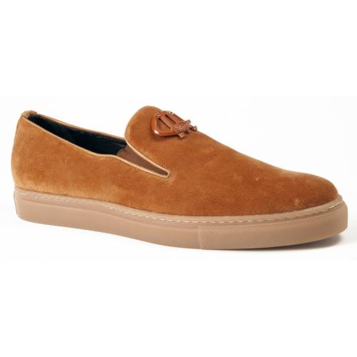 Mauri 8558 Cognac Genuine Velvet Loafer Sneakers.