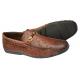 Tayno "Ozzie" Brown Burnished Ostrich Embossed Vegan Leather Bit Strap Loafers