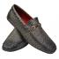 Tayno "Ozzie" Grey Burnished Ostrich Embossed Vegan Leather Bit Strap Loafers